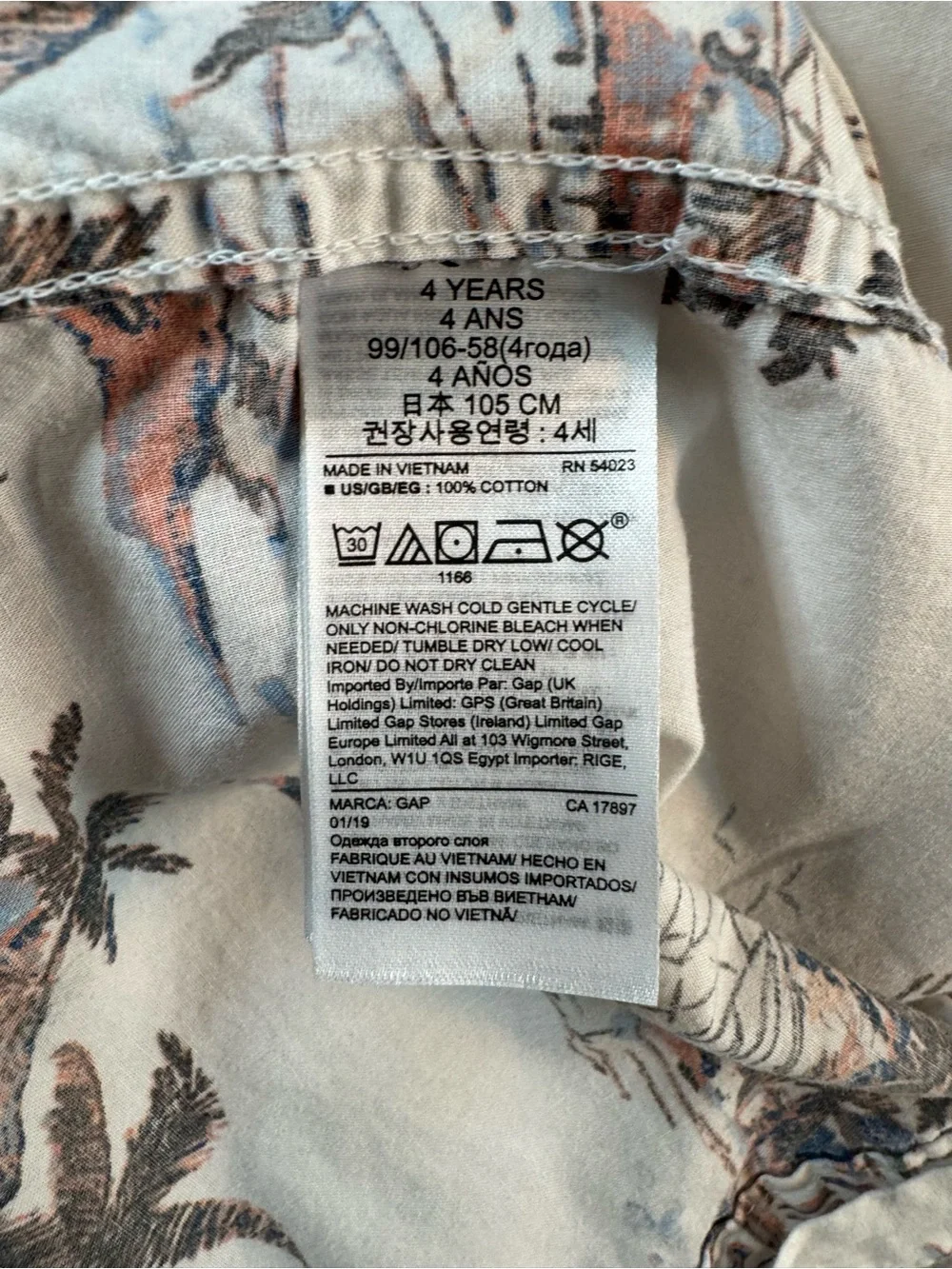 Baby Gap Toddler Boys 4T Tropical Resort Printed Short Sleeve Button Down Shirt